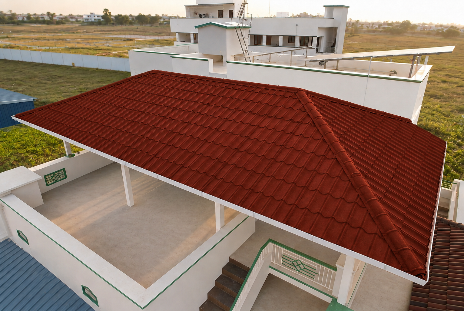 ROOFi Red and Black stone coated roof tile